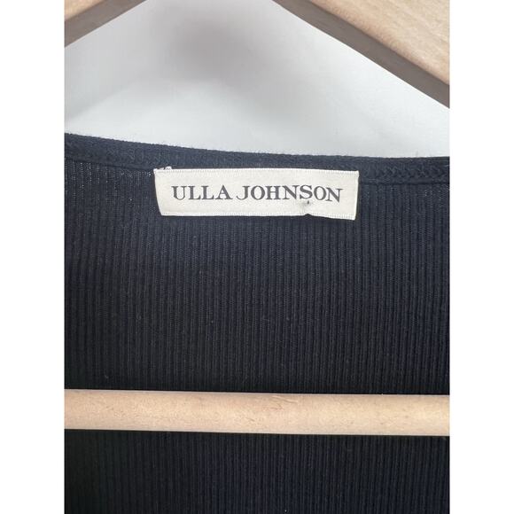 Ulla Johnson Black Ruffle Shoulder Ribbed Tank Top Small P - Picture 3 of 6